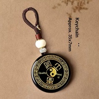 Colgante Metáforico de Obsidiana Natural Cinco Elementos Yin Yang para Venta al por Mayor, Serie StrongHorse 2 Prosperidad para Minoristas Espirituales