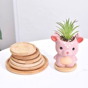 Posavasos Redondos de Bambú Personalizados para Macetas, Ideales con Orificio para Macetas con Forma de Búho, Compatibles con la Mayoría de las Macetas - Product Image 3
