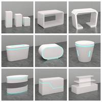 Exhibidor de Estante de Forma Irregular, Mesa de Arena, Mueble Isla, Exhibidor Circular Lacado, Vitrina Iluminada