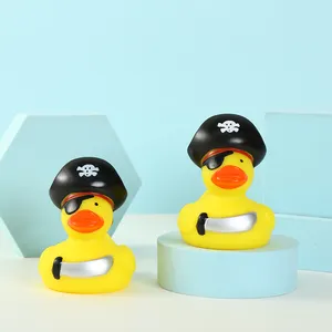 High Quality Baby Shower Animals Floating Toys Soft Rubber Bath Tub Shower Swimming Mini Pirate Rubber Duck Toy For Kids