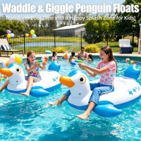 Bouée gonflable pour piscine, bouée pingouin avec poignée, pour la plage, la piscine, la détente, le raft flottant pour les jeux de plein air