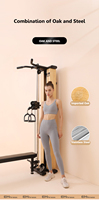 Hom – Station de câble de Fitness, réglable, murale, en bois, Machine à câble à double poulie