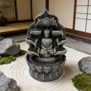 Fontaine d'eau à plusieurs niveaux avec statue de <span class=keywords><strong>Bouddha</strong></span> <span class=keywords><strong>Zen</strong></span>, décoration intérieure et extérieure, élément d'eau Feng Shui <span class=keywords><strong>pour</strong></span> la maison et le <span class=keywords><strong>jardin</strong></span> - Product Image 3