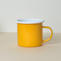 Tazas de esmalte de hierro de simplicidad clásica personalizadas Impresión corta pintada a mano con borde de plata inoxidable-como taza de regalo