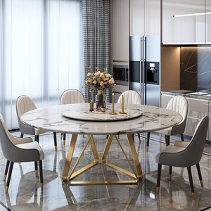 Italian high end dining room furniture stainless steel 10 seater modern luxury marble round dining table