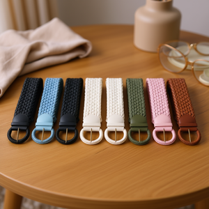 Cinturón de cuero con cordón encerado de 6 cm para mujer, cinturón trenzado a la moda, juego de 6 piezas - Product Image 3