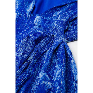 Robe courte en tissu imprimé animalier bleu et lurex doré - Product Image 3