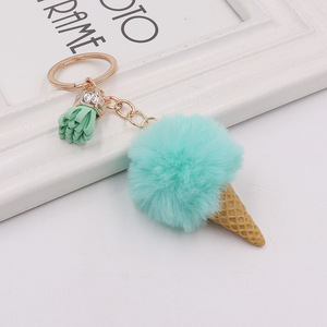 Dibujos animados lindos conos de peluche llaveros Lucite cuentas sueltas bolsa colgantes coche llaveros y accesorios de anillo - Product Image 6