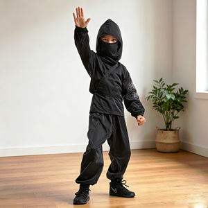 <span class=keywords><strong>Disfraz</strong></span> de Ninja Negro para Niños, Conjunto Completo con Capucha y Máscara Facial para Niños y Niñas, Traje de <span class=keywords><strong>Guerrero</strong></span> Japonés para Halloween - Product Image 4