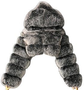 Manteau d'hiver court personnalisé grande taille pour femmes avec veste en <span class=keywords><strong>laine</strong></span> et coton en fausse <span class=keywords><strong>fourrure</strong></span> de renard pour dames - Product Image 1
