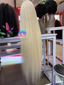 Perruque en dentelle complète HTHAIR de qualité supérieure, 40 pouces, 613, cheveux vierges bruts, pré-épilés, sans colle, perruque en cheveux humains en stock pour le style de la mannequin <span class=keywords><strong>Niki</strong></span> - Product Image 2