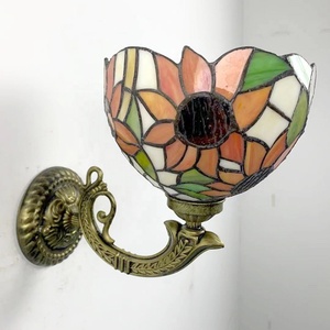 LongHuiJing 8Inch Sunflower Stained Glass <b>Wall</b> Light Vintage Tiffany <b>Wall</b> Mount Lamp Bedroom <b>Sconces</b> Home Table Lamp - Product Image 5