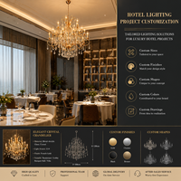 Lustre en fer forgé doré de luxe avec cristaux, forme de bougie, luminaire suspendu pour hôtel, salle de banquet, décoration intérieure de chambre d'hôtes