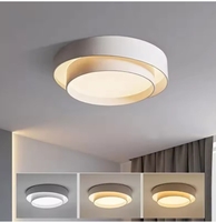 Plafonnier LED moderne à double couche pour chambre à coucher Diffuseur acrylique rond en acier au design simple avec base en fer IP44