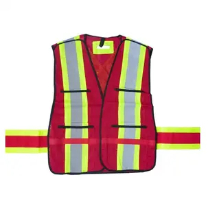 New Custom Red Reflective Clothing Terylene Construction Work Safety Vest for Traffic