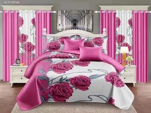 تخفيضات هائلة مفرش سرير 9 قطع مبطن في المخزن طقم غطاء سرير مطبوع غطاء-ليط مع ستائر متطابقة مقاس كينج كوين - Product Image 2