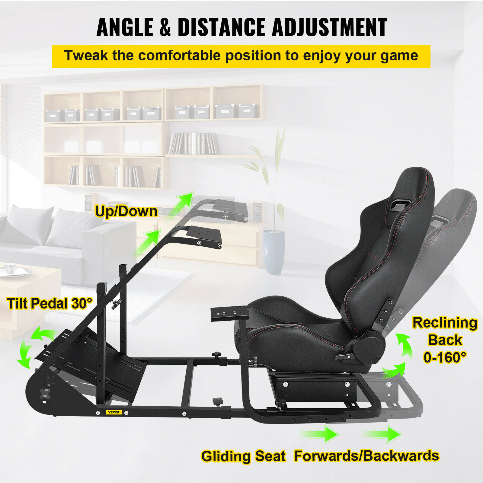RS6 Racing Simulator Cockpit Gaming Chair W/ Stand For Logitech G29/G920/PS3/PS4