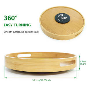 Современный автоматический вращающийся на 360 градусов экологически чистый бамбуковый поворотный поднос с лаком для кухни, ванной комнаты, гостиной - Product Image 4