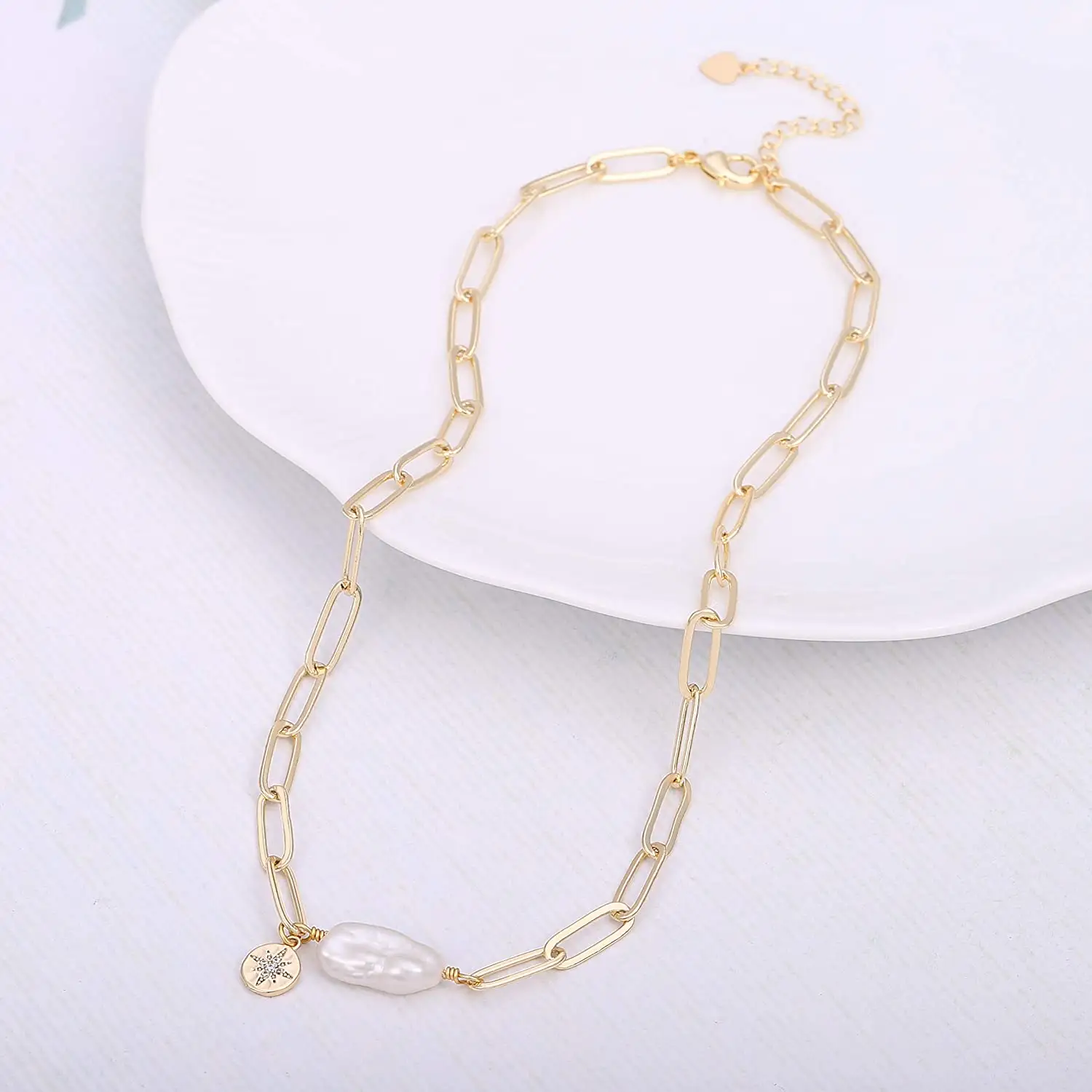 2021 nuovi disegni gioielli di perle reali personalizzati in argento placcato oro 18 carati catena girocollo in acciaio inossidabile collana con pendente di perle d'acqua dolce