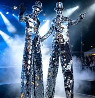 Costume de miroir réfléchissant pour homme, tenue de performance intégrale, idéal pour spectacles, festivals, fêtes et événements scéniques