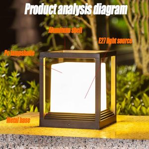 Lampe de poteau LED extérieure étanche au design moderne et épuré, avec culot E27, lumière blanc chaud, IP55, vente en gros - Product Image 2