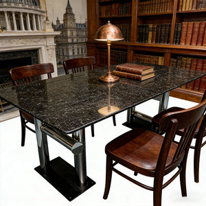 Tavolo da Pranzo di Lusso in Marmo Nero Dorato, Finitura Lucida, Pietra Naturale, Arredamento per Soggiorno, Hotel e Cucina - Product Image 6