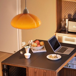 Suspension citrouille ronde fluorescente crème-orange, éclairage domestique, luminaire simple - Product Image 2