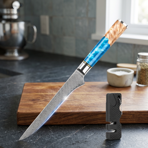 Cuchillo de Cocina Japonés de Acero al Carbono Damasco, para Deshuesar Pescado, Acabado de Alto Brillo, Ambidiestro, para Cortar Carne y Aves - Product Image 3
