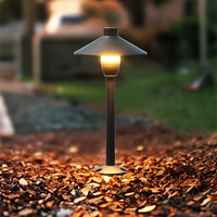 Lampe LED d'extérieur à piquet, style champignon, câblée, étanche IP55, en aluminium, blanc chaud 3000K, faisceau 360°, pour aménagement paysager