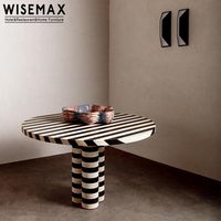 WISEMAX FURNITURE Table à manger ronde en bois moderne pour salle à manger, design à rayures zébrées, table à manger, meubles pour la maison