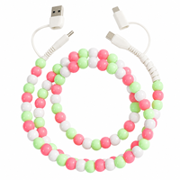 Câble de charge perlé couleur bonbon FASHLINK, cordon de chargeur USB multi-ports, câble de charge rapide Type C, cadeau tendance pour téléphone