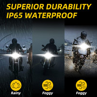 Mini phare LED blanc pour moto, ampoule LED avec 6 perles de lumière latérales, DC 9-80V, feu antibrouillard pour moto