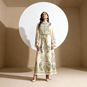Abaya Elegante de Poliéster con Estampado de Diseño Nuevo y Premium para Mujeres Musulmanas, Vestido de Lujo Personalizado al por Mayor - Product Image 4