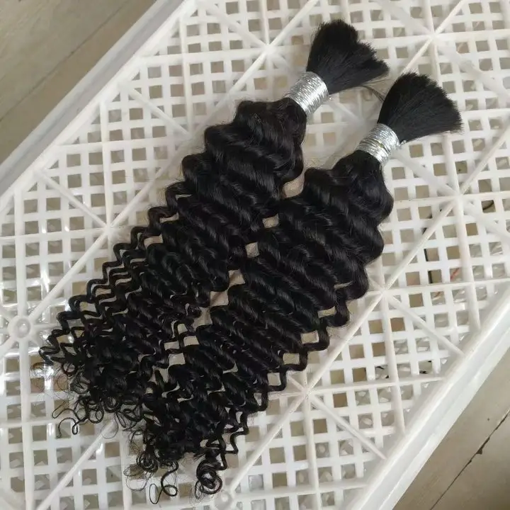 12A Grade Vendors Virgin Brazilian Deep Wave Human Hair Raw Bulk 22 Inches For Braiding No Weft Braids Extensions Bundles