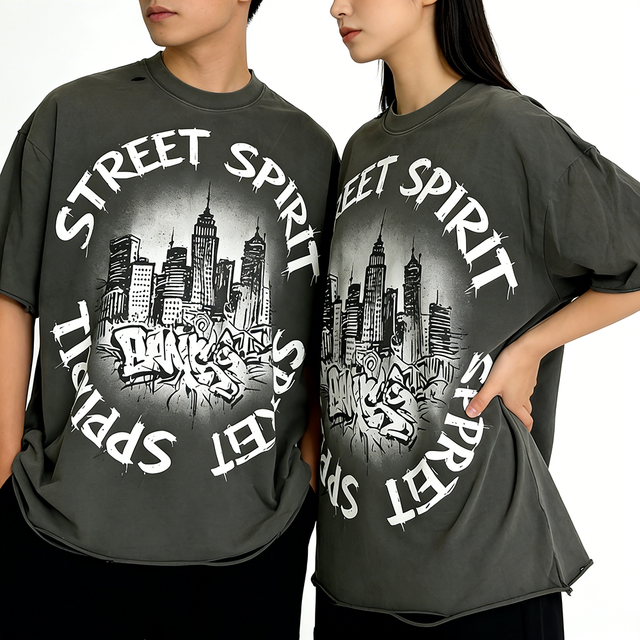 Oversized Drop Shoulder T-Shirt Men Streetwear Graphic Print 100% Cotton Breathable Anti-Pilling Plus Size Loose Fit Casual Wear