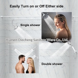 Juego de ducha doble oculto de pared, estilo americano, para parejas, con cabezal de ducha de acero inoxidable de alta presión ajustable - Product Image 4