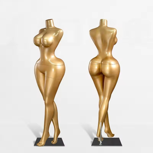 Maniquí Femenino de Cuerpo Completo <span class=keywords><strong>con</strong></span> Cabeza y Brazos, Curvilíneo, <span class=keywords><strong>con</strong></span> Busto y Caderas <span class=keywords><strong>Grandes</strong></span>, Pintura Dorada, Estilo BBL - Product Image 3