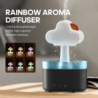 Diffuseur d'huiles essentielles et humidificateur Water Drip Raincloud avec 7 lumières colorées, humidificateur domestique en forme de nuage de pluie et de gouttelettes