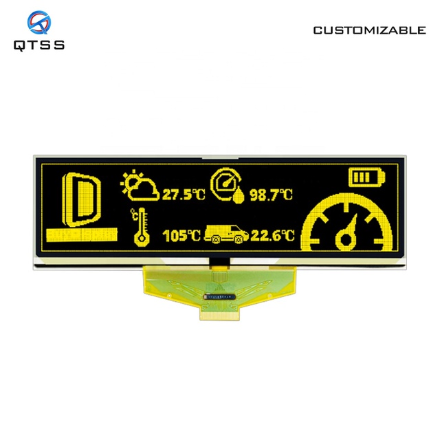 QTSS 5.5 Inch Bar-shaped Monochrome PMOLED Display Module 256x64 SSD1322 SPI/I2C Interface PCB Mounting
