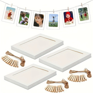 Guirlande de 56 pouces avec pinces en corde de jute faites à la main pour photos murales, en papier kraft naturel noir et blanc, pour cadres photo suspendus créatifs et drapeaux décoratifs - Product Image 4
