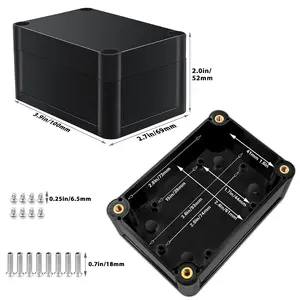 ABSブラック防水プラスチックエンクロージャーボックス電子計器ケース電気プロジェクト屋外ジャンクションボックス