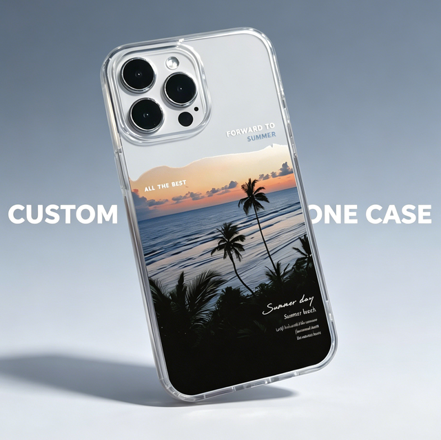Summer Sunset Beach Palm Tree Phone Case for iPhone 16/15/14/13/12 Pro Max, Clear Shockproof Cover iphone 15 Pro Max case