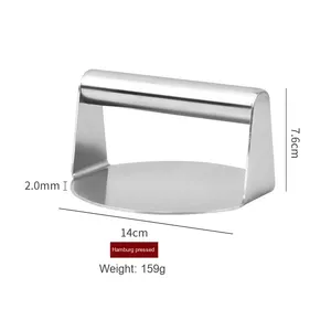 Presse à viande manuelle en acier inoxydable 430 d'origine du fabricant Outil de cuisine pour la cuisson des hamburgers et des gâteaux Plaque de presse à main - Product Image 4
