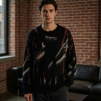 Pull en mohair rayé 7GG épais pour homme, style rétro preppy, tricoté sur mesure, collection hiver ODM