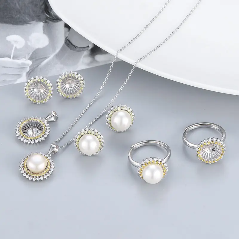 Fine petite perle blanche bijoux collier cadeau en gros 925 ensembles de bijoux en argent Sterling pour femme