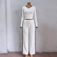 Ensemble de survêtement 2 pièces Y2K pour femme 2026 – Haut court imprimé léopard et pantalon de survêtement large – Ensemble court d'été décontracté pour femme