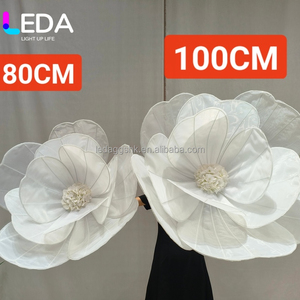 LEDA Customized Wedding Events Banquet Hall Ceiling Decoration White Giant Organza Art Fabric Flower Heads - Product Image 1