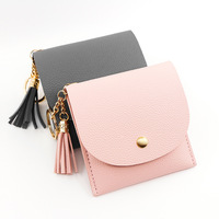 Dompet Kulit Pendek Fashion Grosir Multi-fungsi dengan Resleting, Dompet Koin Tipis Tahan Air, Tempat Kartu PU