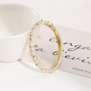 Bracelet jonc vintage en émail cloisonné pivoine, style chinois, ouverture à ressort, idéal pour cadeau de voyage ou de fête, vente en gros - Product Image 6