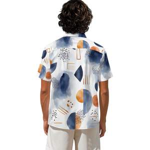 Image personnalisée Chemise chic décontractée à manches courtes avec col mandarin motif floral pour hommes 100% coton pour la saison printemps-été - Product Image 2